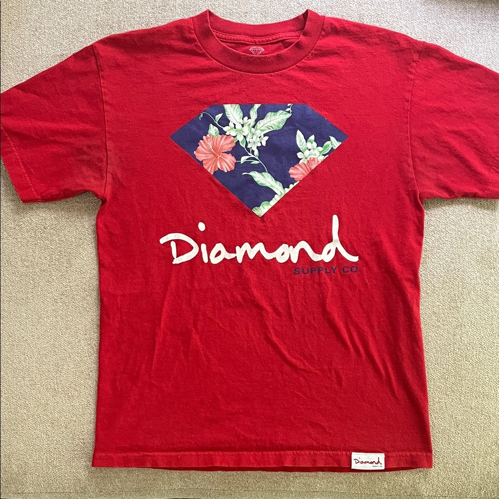 Men’s Large 90’s Diamond Supply Co Red Tee